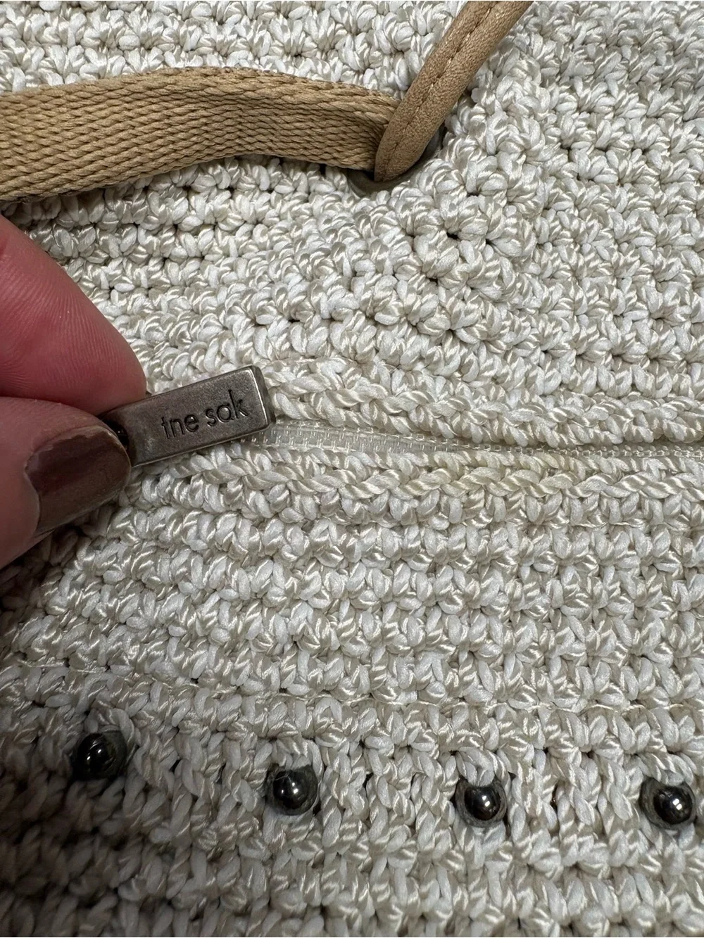 The Sak Cream Hand Crochet Backpack with Removable Strap